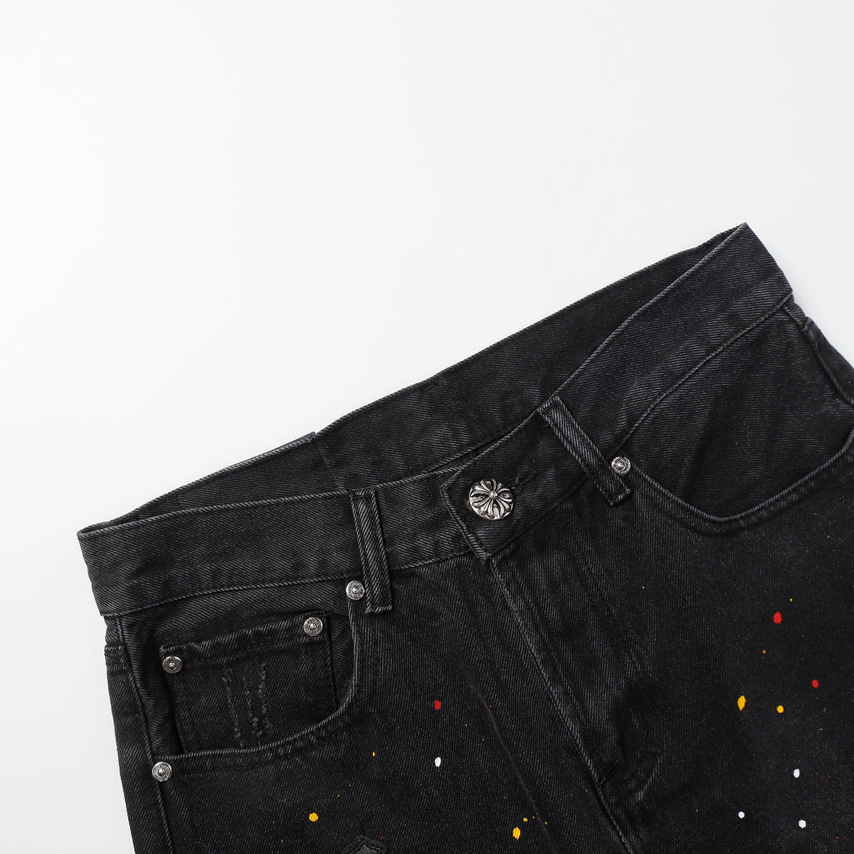 Chrome Hearts Cross Patch Embroidered & Hand-Painted Denim Shorts 9927
