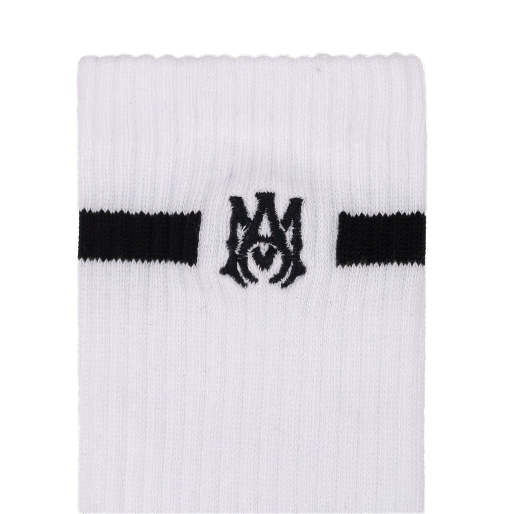 Black/White MA Embroidery Patch Socks