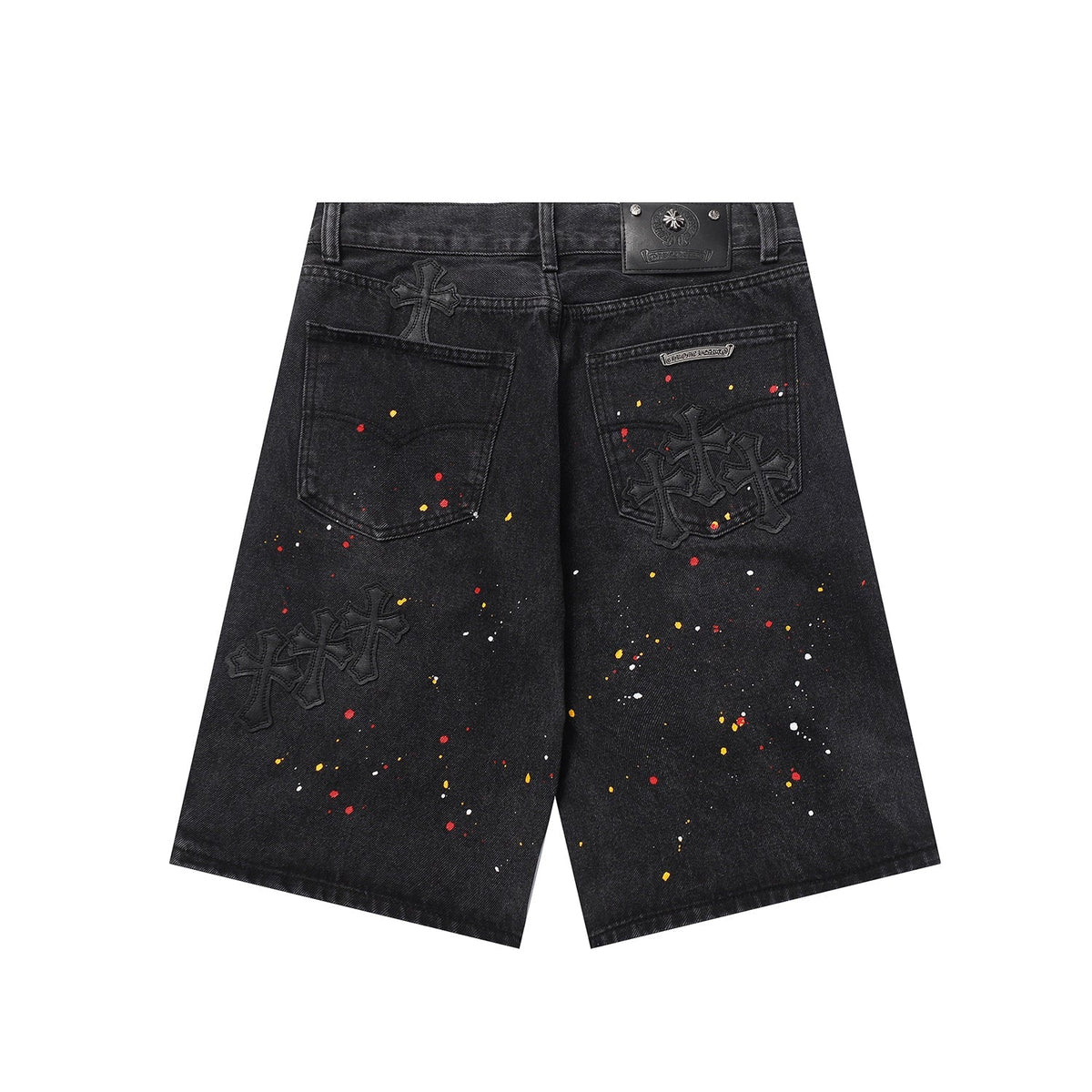 Chrome Hearts Cross Patch Embroidered & Hand-Painted Denim Shorts 9927