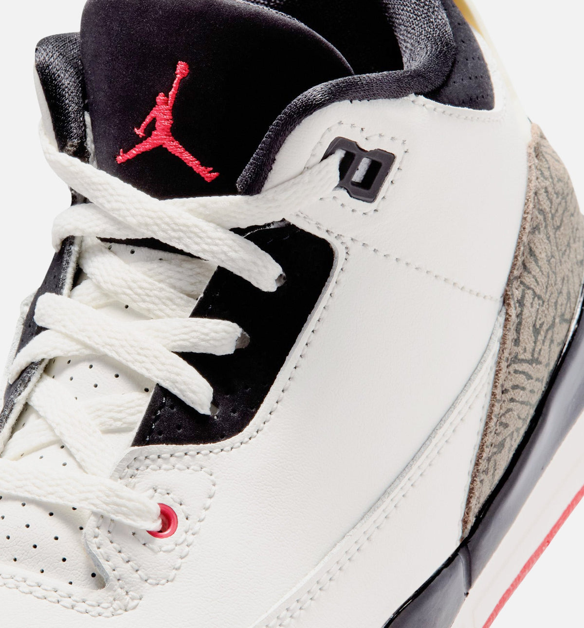 Air Jordan 3 Retro Sail and University Red Preschool Sneakers - Sail / Black / University Red