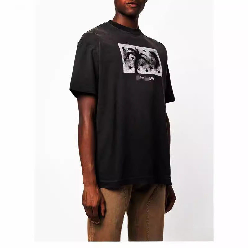 Palm Angels T-shirt Star Moon Print Short Sleeve T-shirt