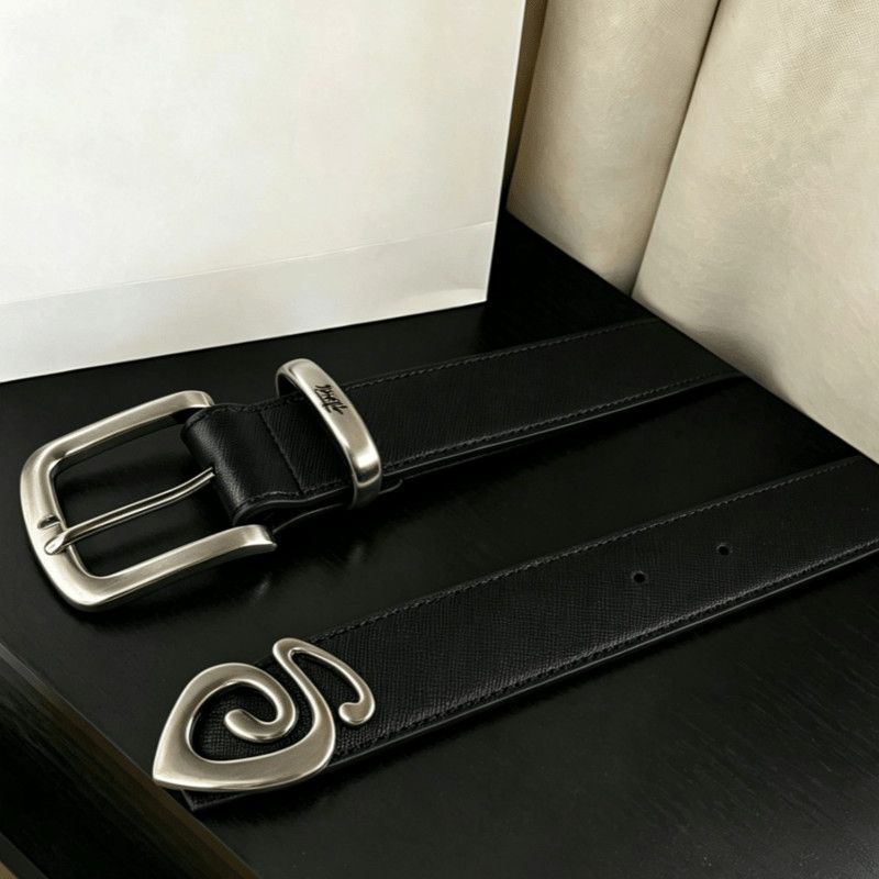 Stussy Genuine Leather Belt Metal Spiral Tail Tip Cleanfit Accessory