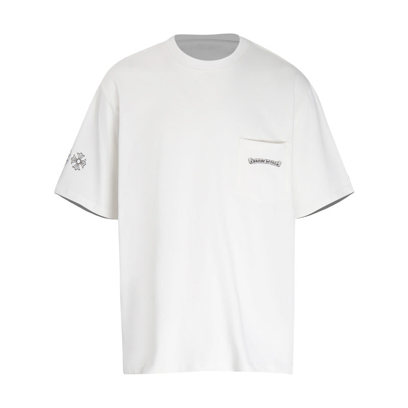CHH Chrome Heart T Shirts Colorful Cross Flower Arm Short Sleeve