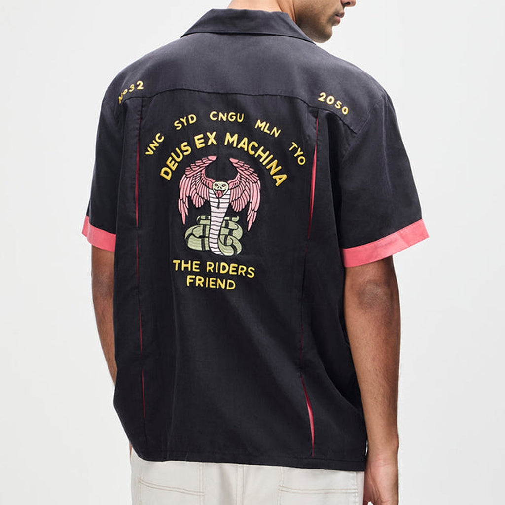 Deus Hisssterical Bowling Shirt: Black