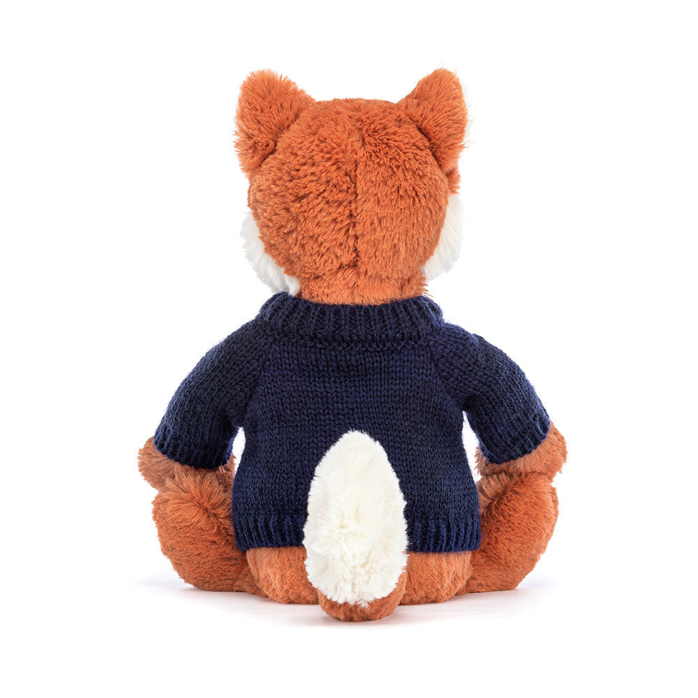Bashful Fox Cub with Personalized Navy Jumper