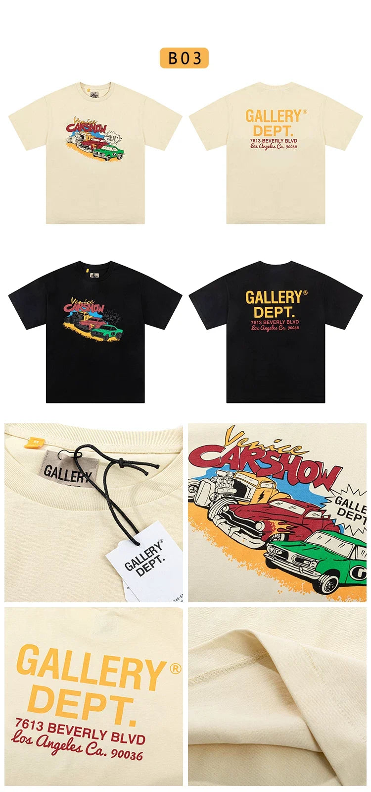 Gallery Dept Vintage Print Loose Short Sleeve Streetwear T-Shirt