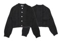 ERD Silver Button Cable-Knit Cropped Cardigan - Black