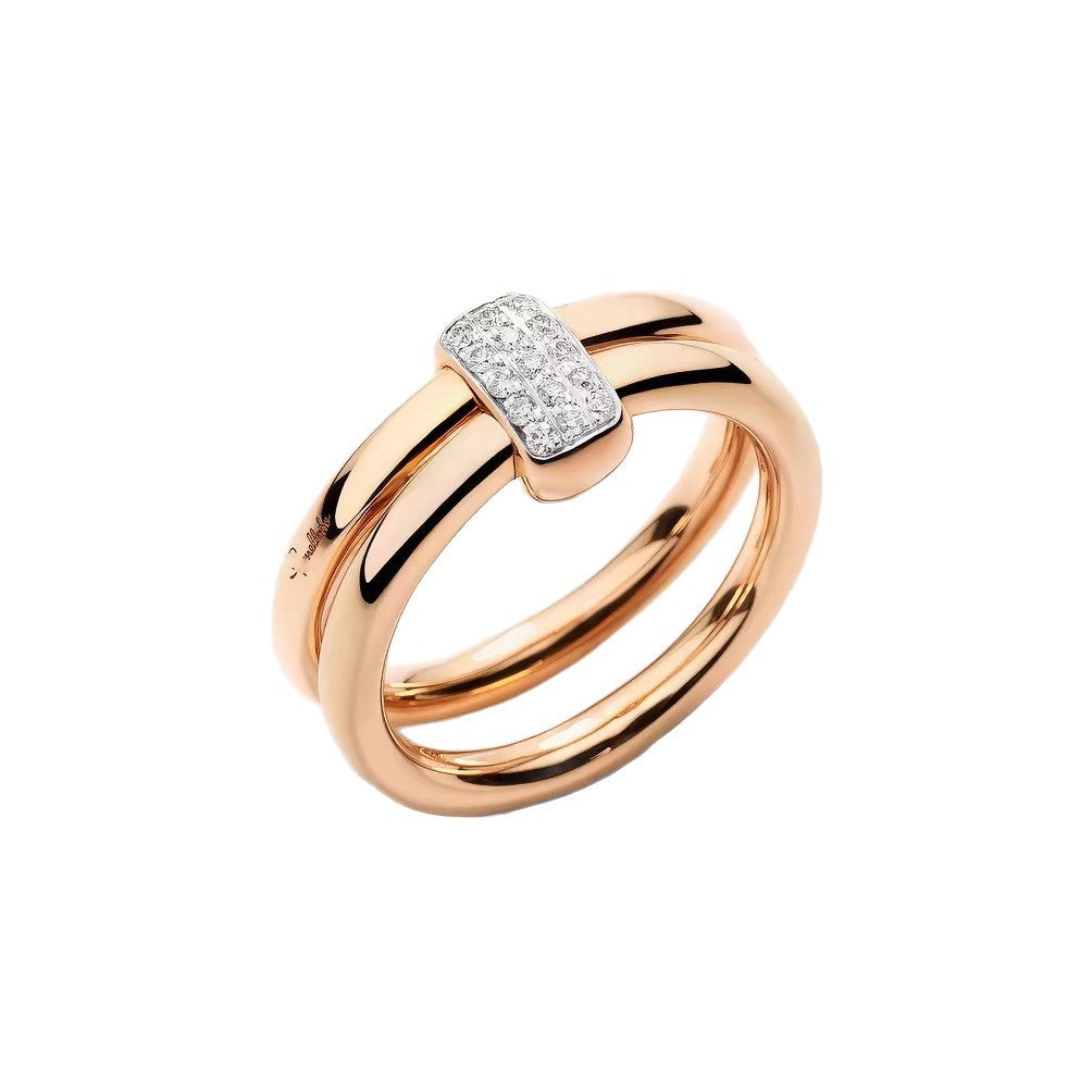 Pomellato Style Pillow Cubic Zirconia 18K Gold-Plated Ring