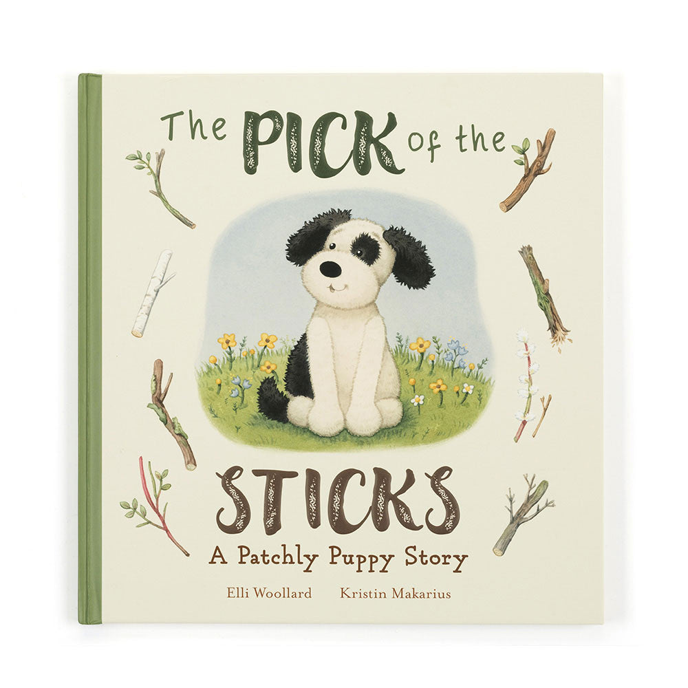 The Pick of the Sticks Book and Bashful Black & Cream Puppy Medium
