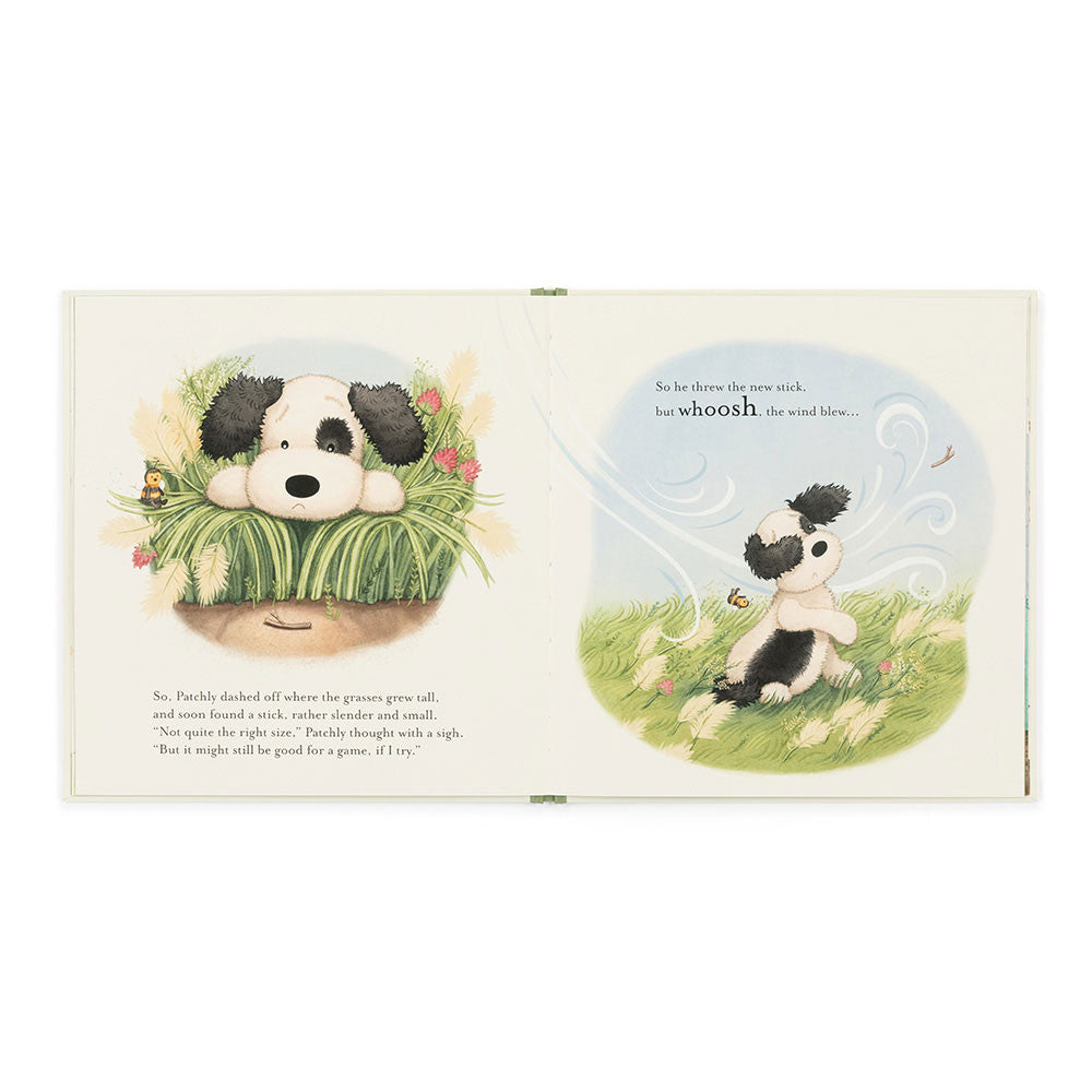 The Pick of the Sticks Book and Bashful Black & Cream Puppy Medium