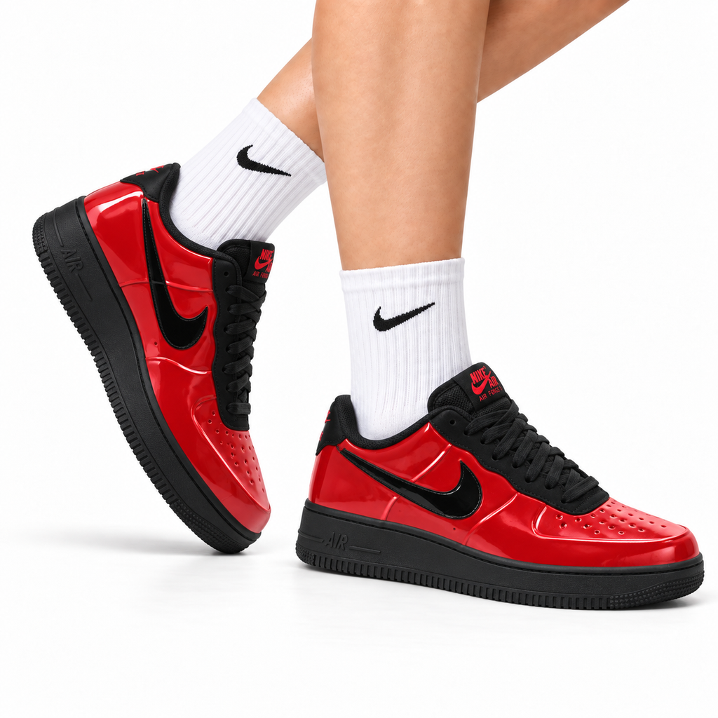 Nike Air Force 1 Low Red Black Unisex Sneakers Style 20