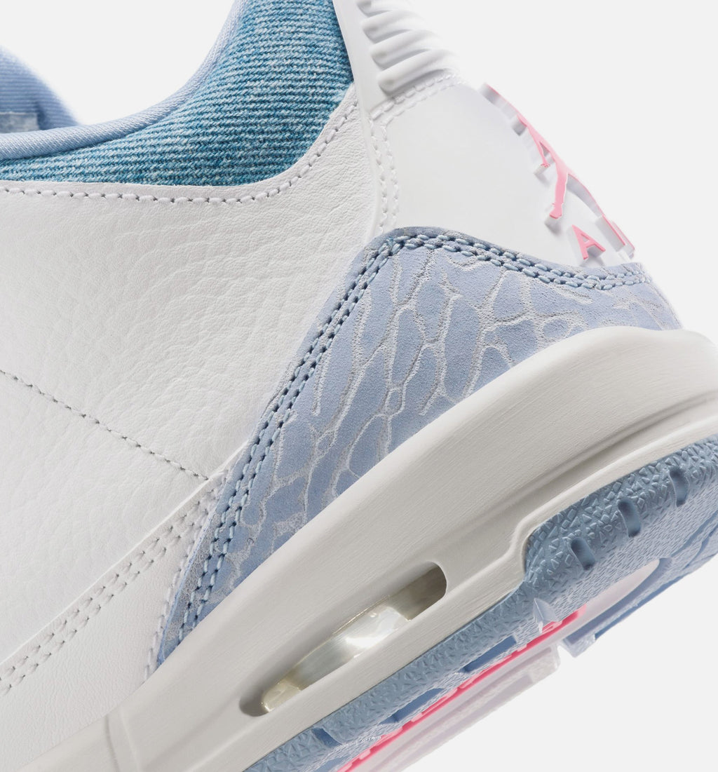 Air Jordan 3 Retro Cobalt Bliss Big Kids' Lifestyle Shoes - White/Cobalt Bliss/Football Grey/Pink Glow