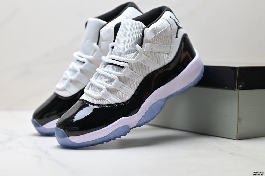 Air Jordan 11 Retro White Black and Icy Blue Unisex Sneakers Style 02