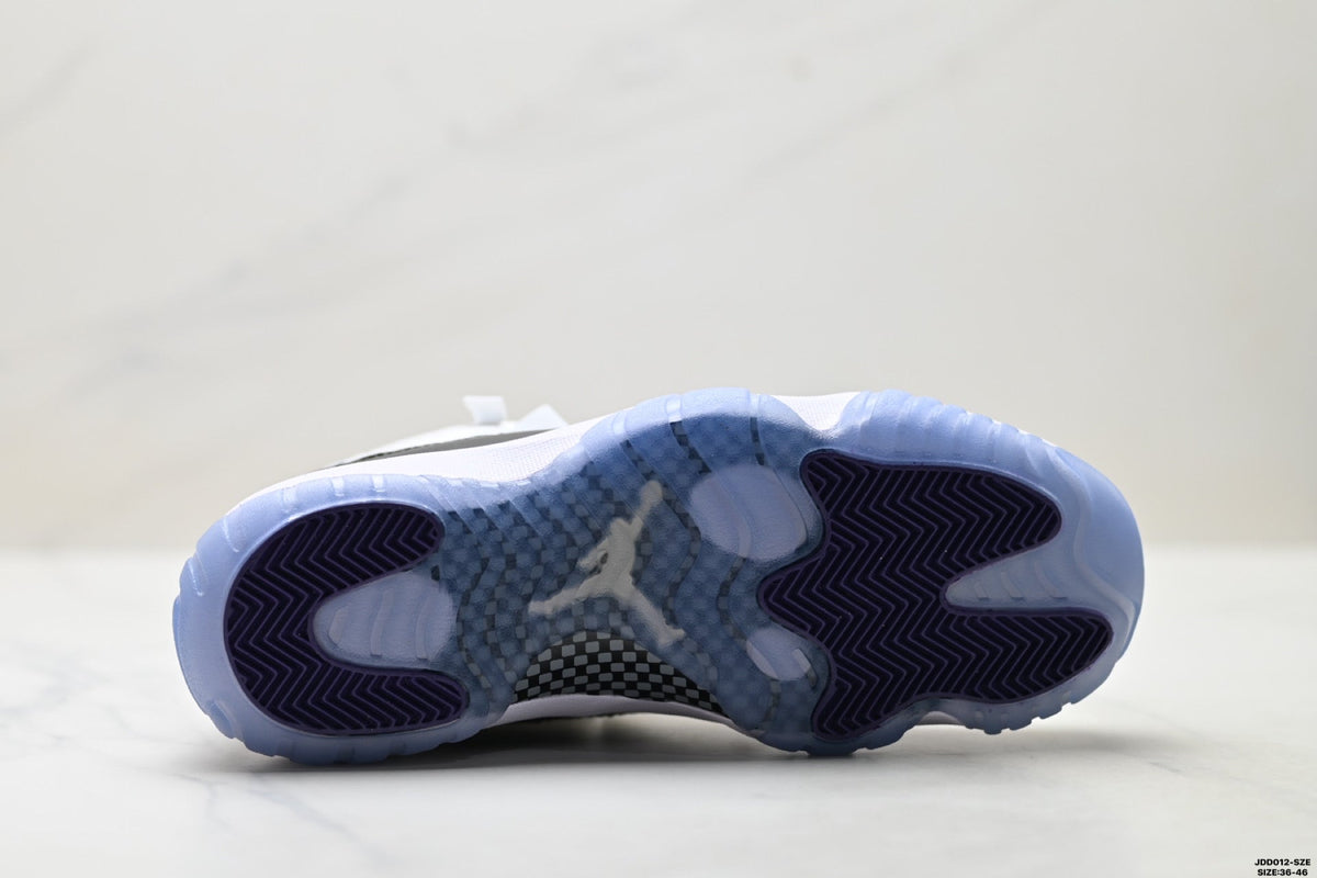 Air Jordan 11 Retro White Black and Icy Blue Unisex Sneakers Style 02