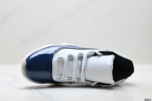 Air Jordan 11 Retro White and Midnight Navy Unisex Sneakers Style 11