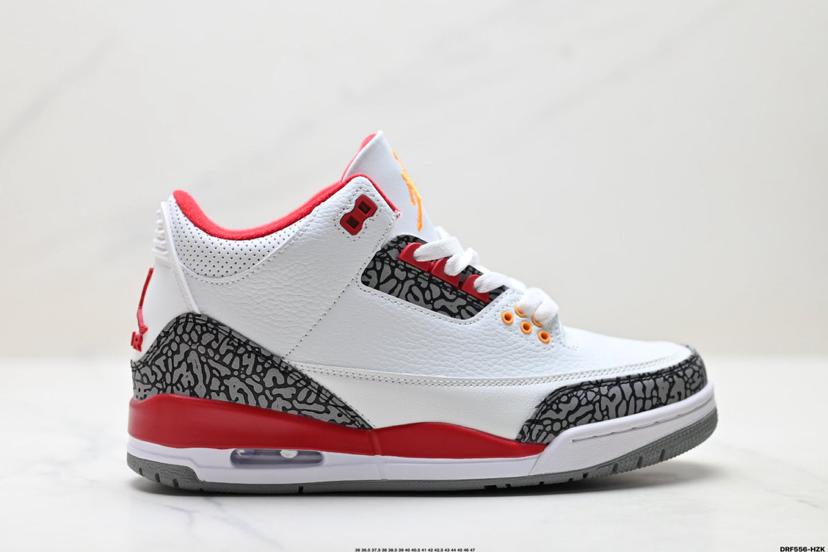 Air Jordan 3 Retro White Fire Red Cement Sneakers