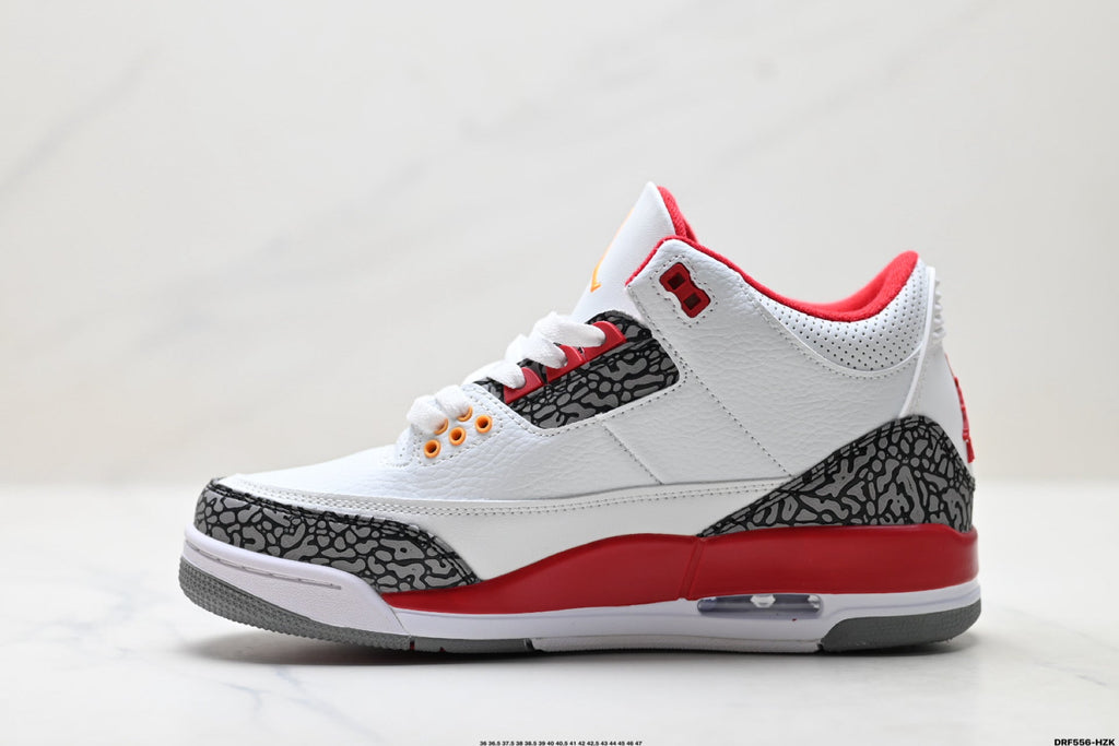 Air Jordan 3 Retro White Fire Red Cement Sneakers