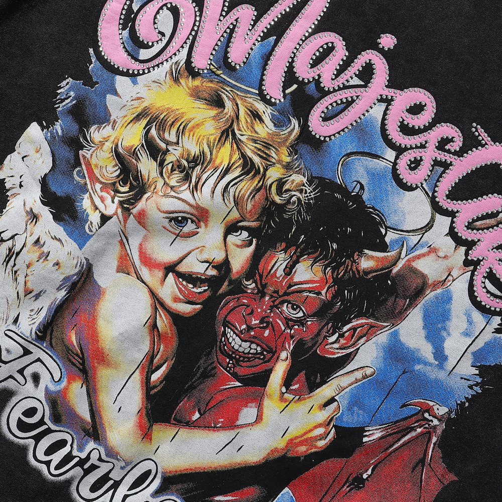 MAJESTIK We Are Friend Rhinestone Graphic T-Shirt