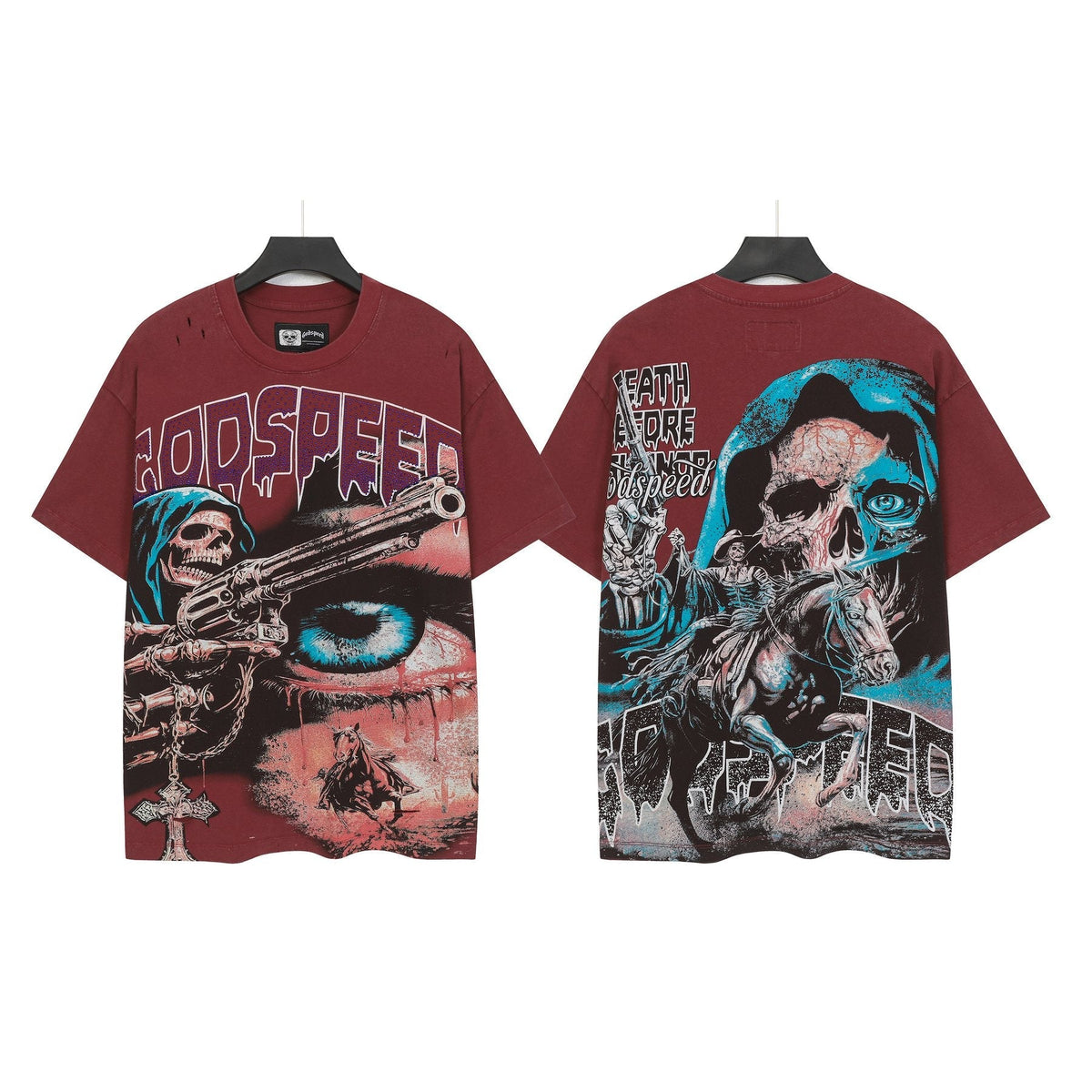 Godspeed Distressed Rhinestone Graphic T-Shirt