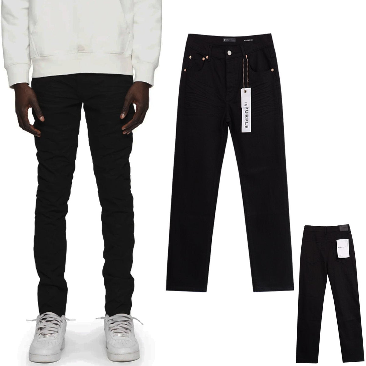 Purple Brand Washed Black Distressed Jeans