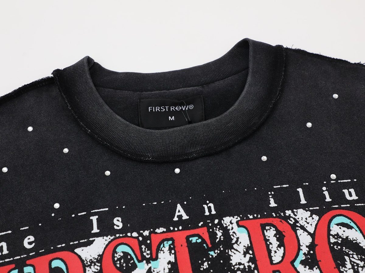 FIRST ROW Lost Utopia Illusion Cropped Graphic T-Shirt