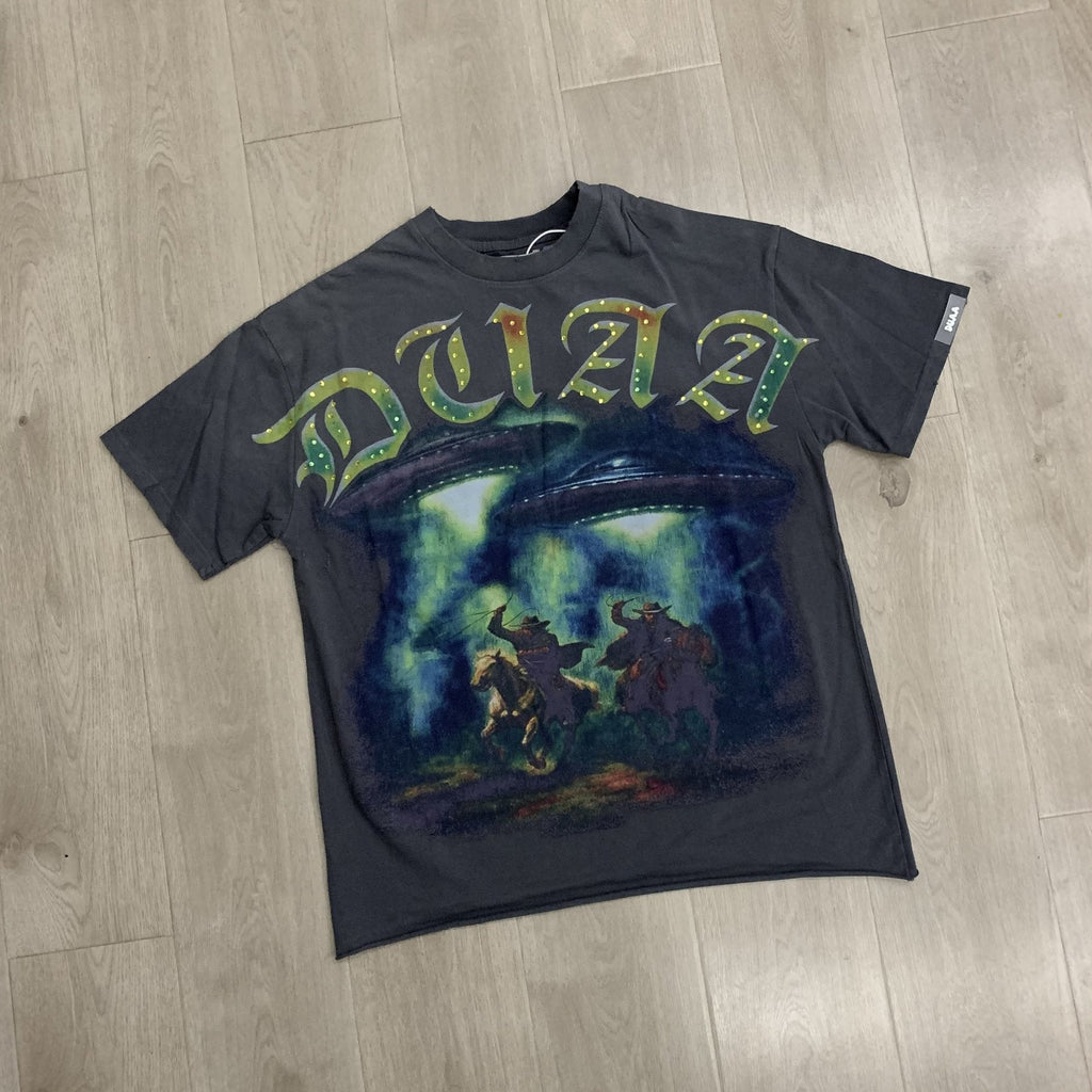 DUAA Cowboy Graphic Gray Short-Sleeve T-Shirt
