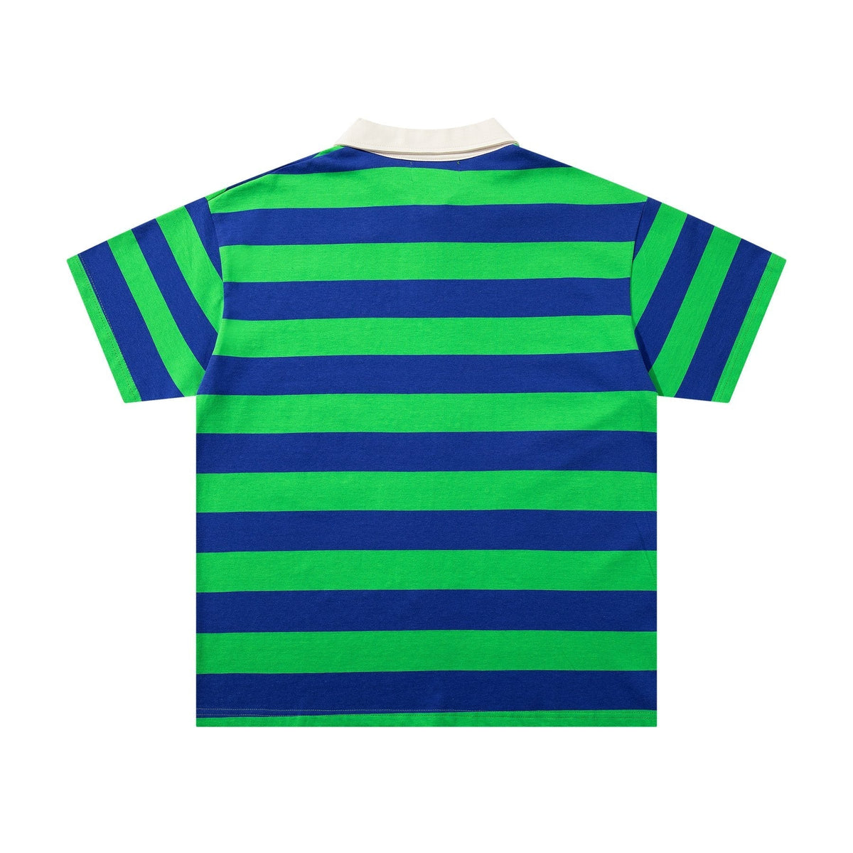 MAJESTIK Green/Blue Striped Skull Graphic Polo Shirt