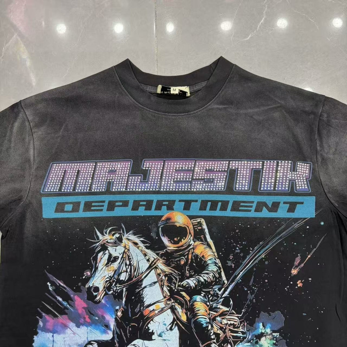MAJESTIK Astronaut Horse Graphic T-Shirt