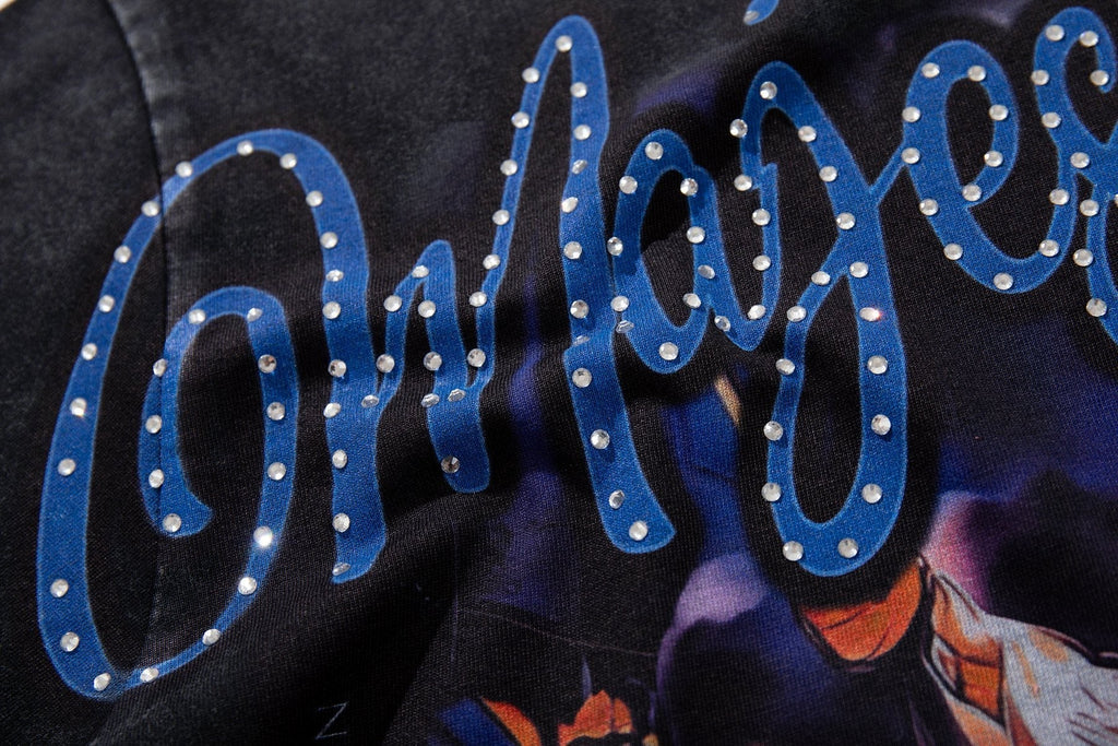 MAJESTIK P71 Rhinestone Graphic T-Shirt
