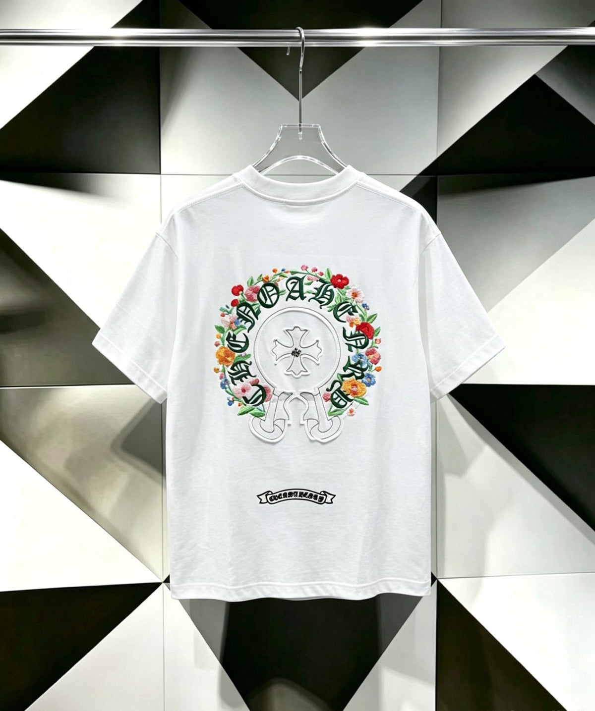 Chrome Hearts Floral Horseshoe Cross Graphic T-Shirt