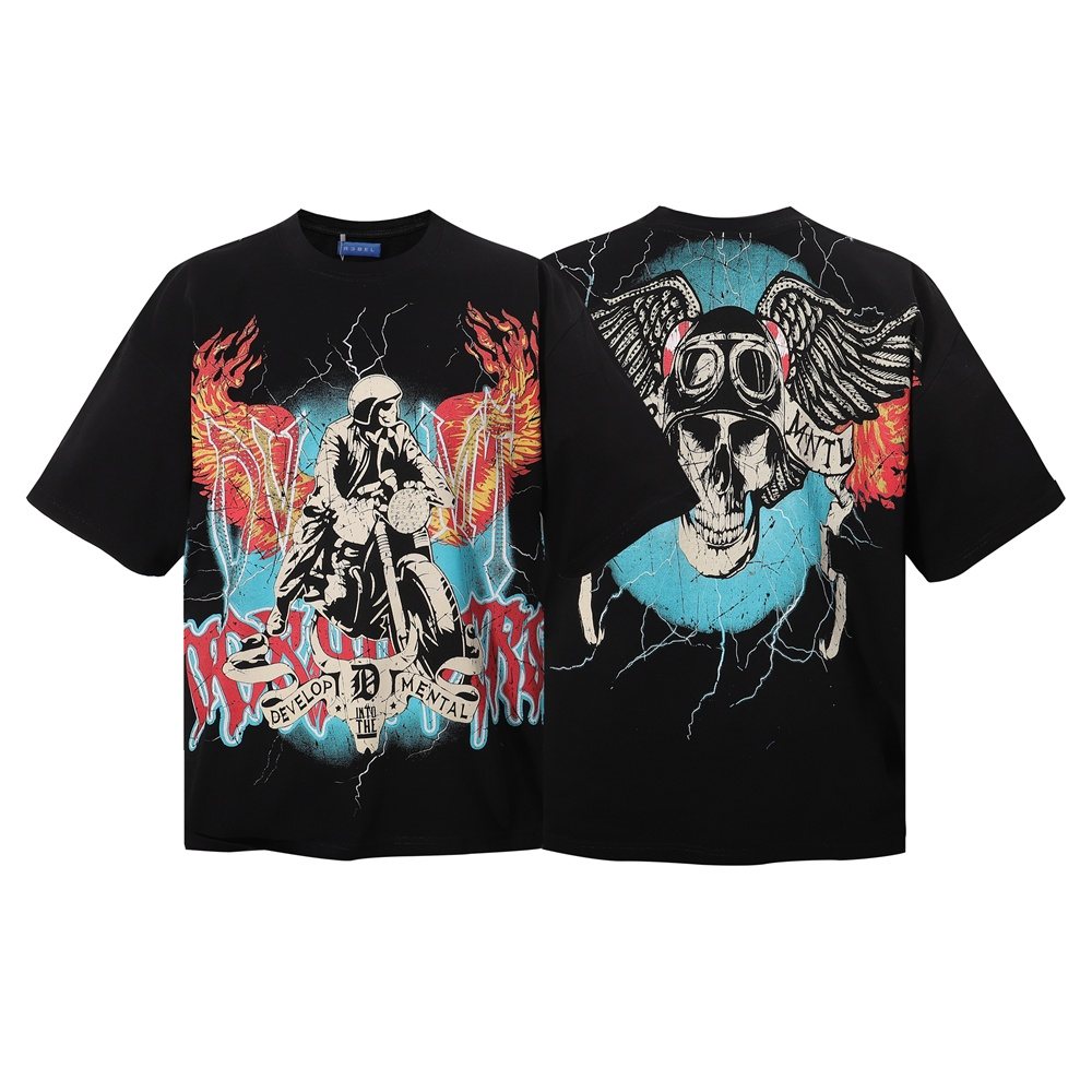 R3BEL Rider Motorcycle Skull Graphic T-Shirt
