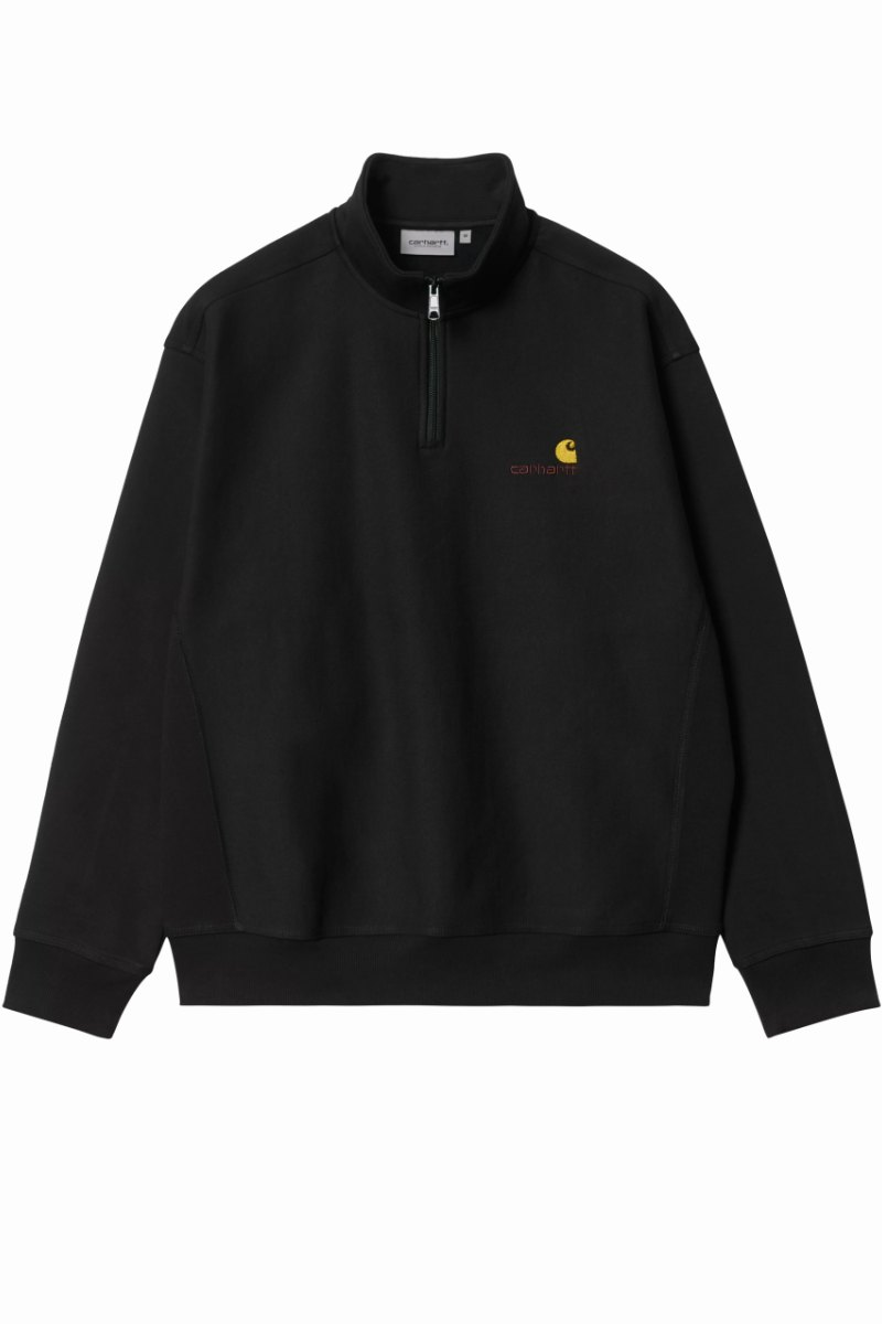 CARHARTT WIP HALF ZIP AMERICAN SCRIPT Black