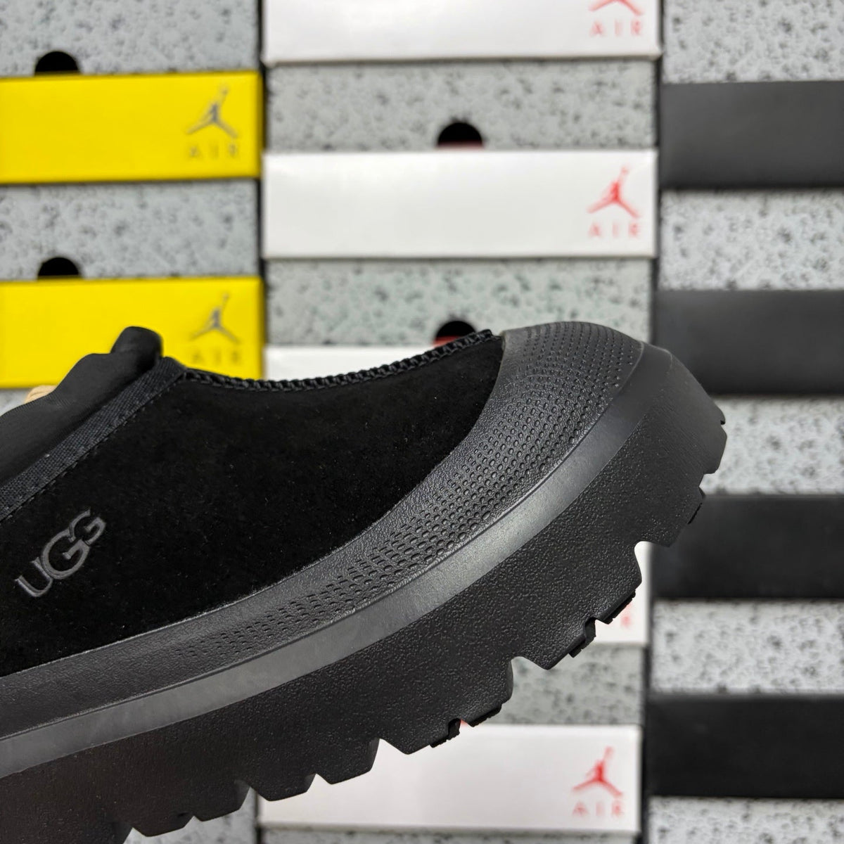 UGG Tasman Weather Hybrid Slip-On – Waterproof Suede Shoe with Shearling Lining, Cinch Drawstring & All-Terrain Lug Sole in Black