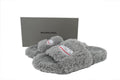 Balenciaga Coke Label Furry Slides Grey 654261 W2DO1 1596