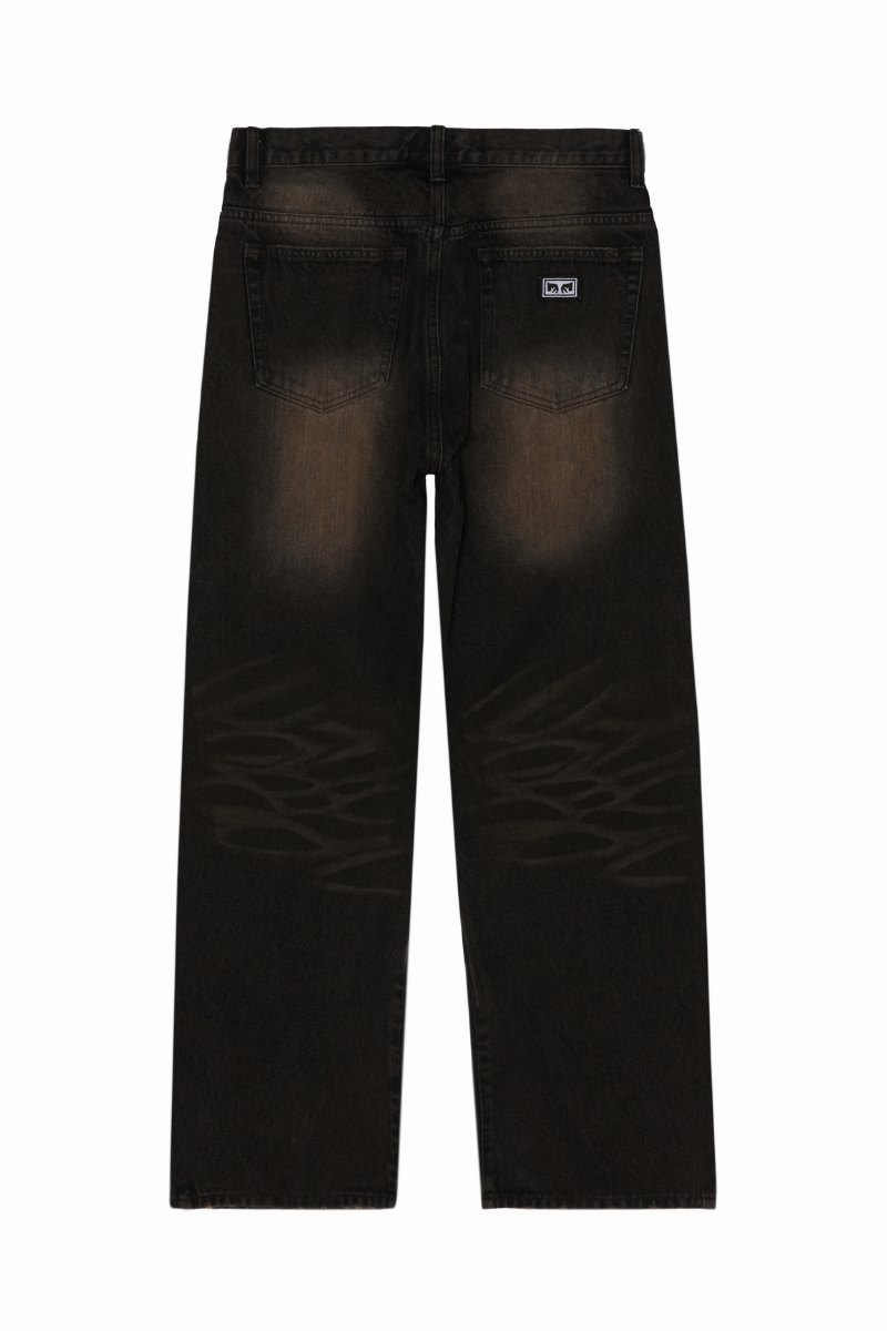 OBEY STUDDED BOXCAR PANT Black Rust Wash