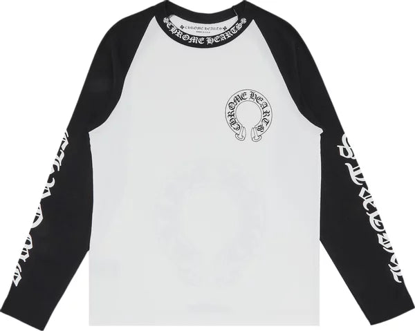 Chrome Hearts Horseshoe Neck Logo 3/4 Long Sleeves Shirt Black/White