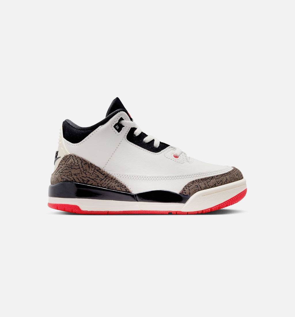 Air Jordan 3 Retro Sail and University Red Preschool Sneakers - Sail / Black / University Red