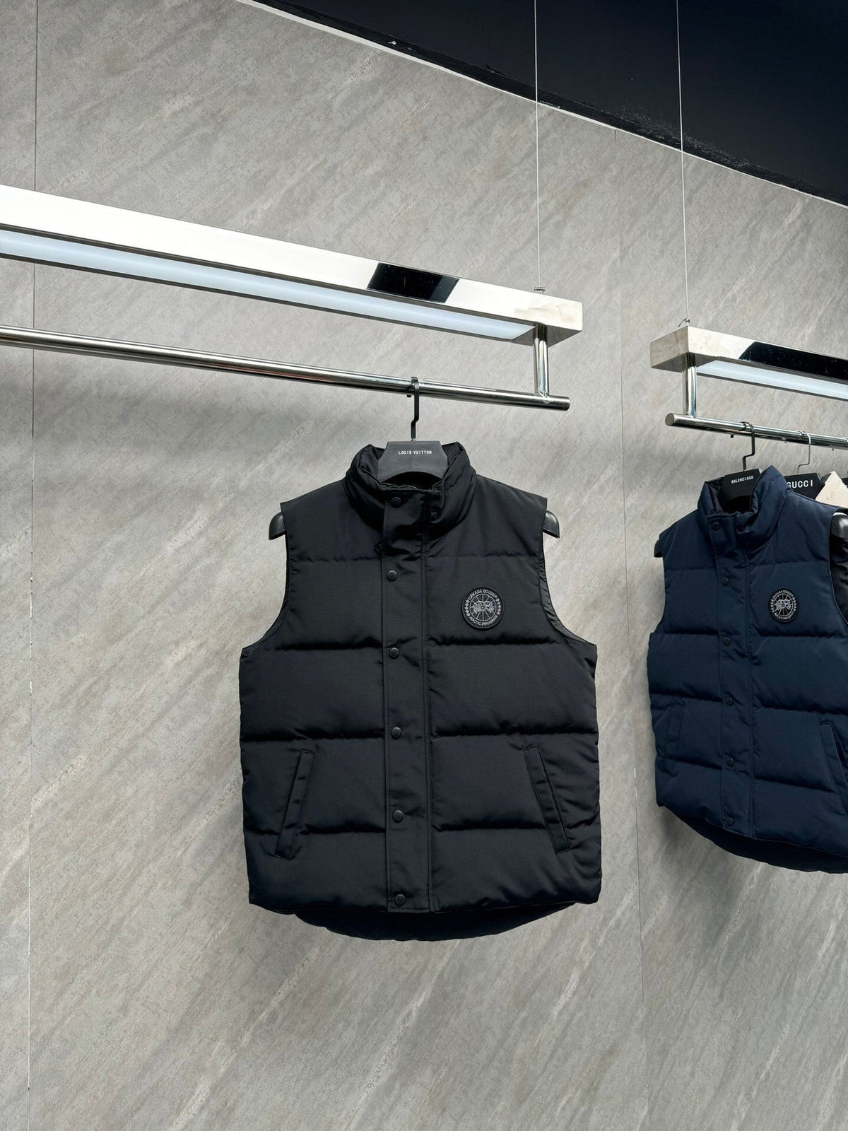 Canada Goose Puffer Vest in Black with Stand Collar and Tonal Logo