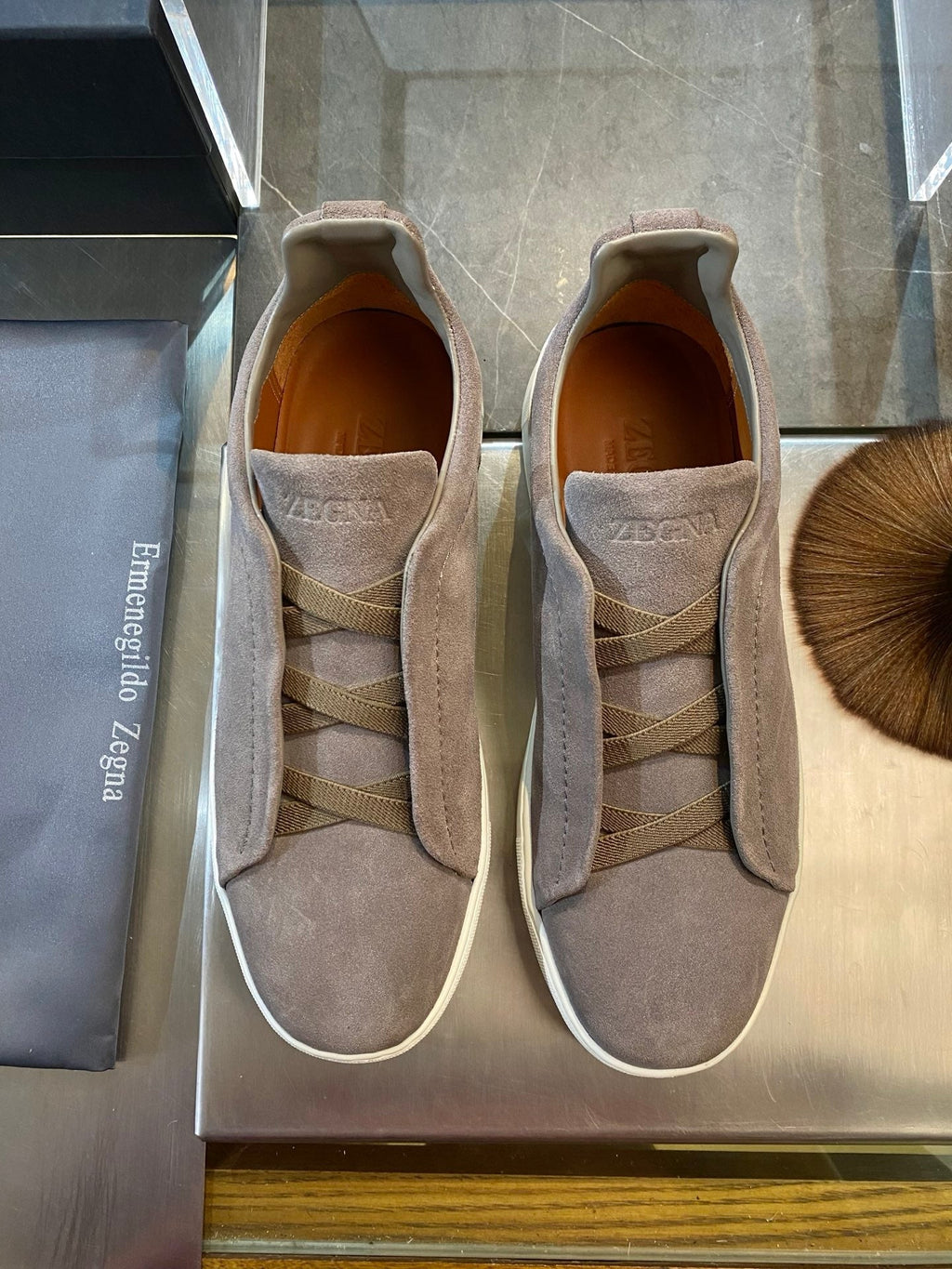 Zegna Triple Stitch Leather Sneakers