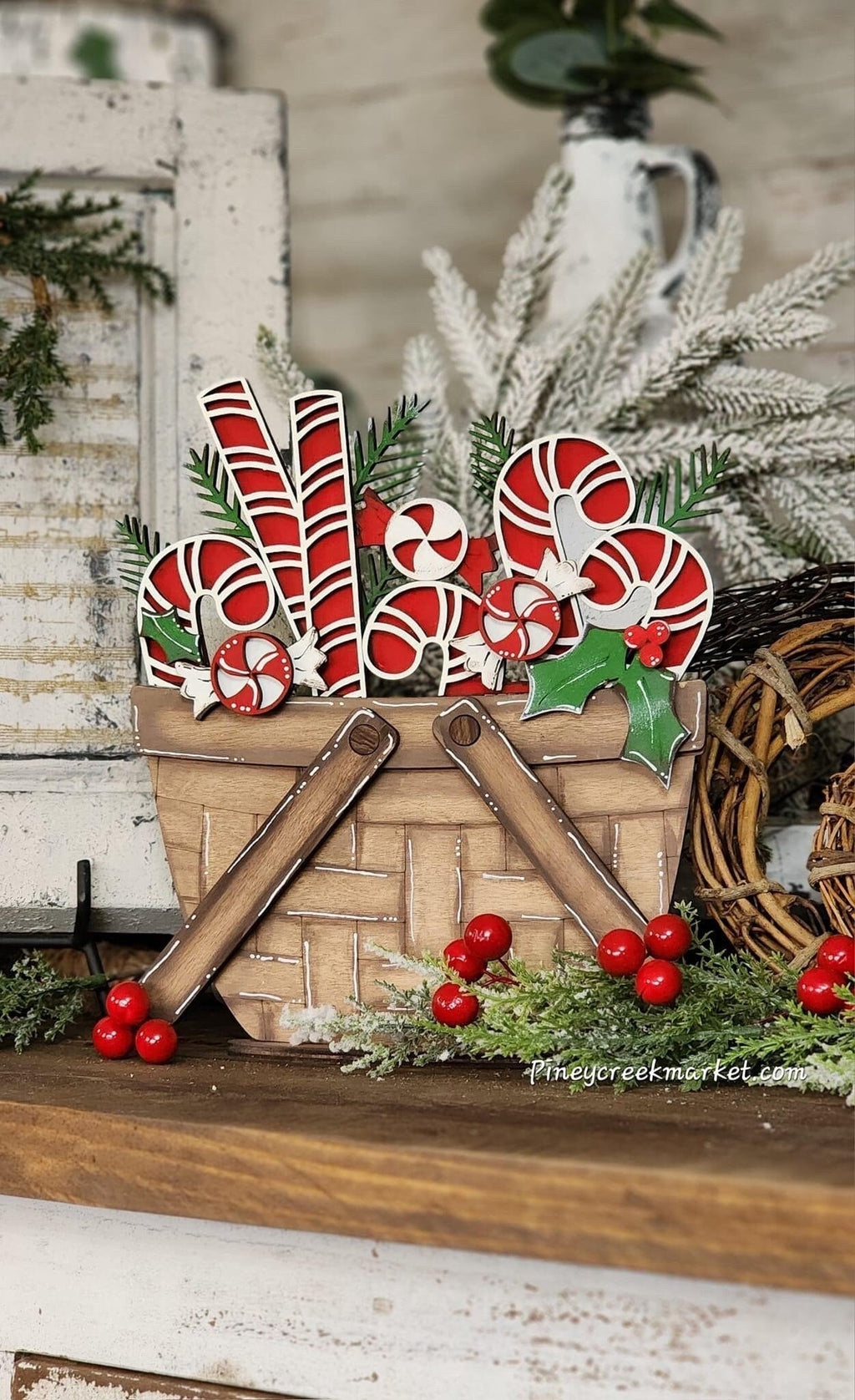 Candy Canes For The Flower Basket Interchangeable File SVG, Holiday, Christmas Tiered Tray, Glowforge, LuckyHeartDesignsCo