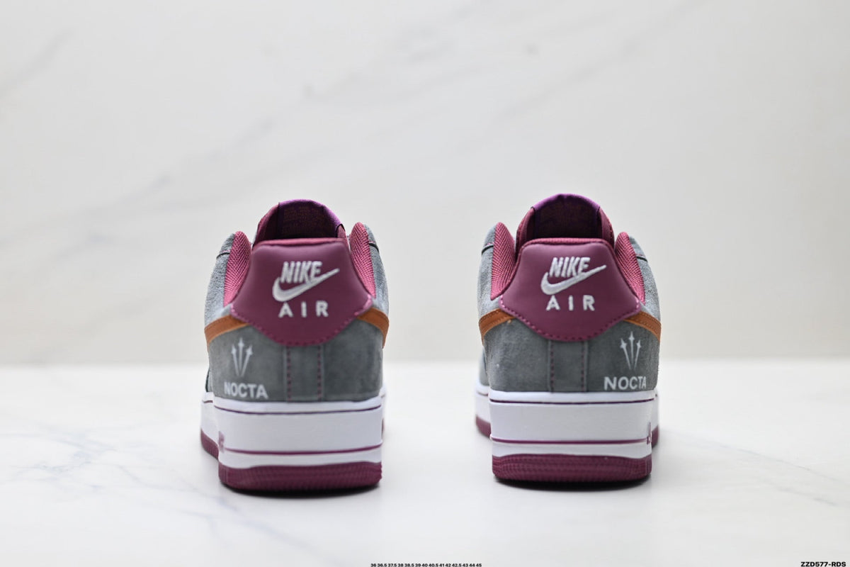 Nike Air Force 1 Low Gray Orange Burgundy Unisex Sneakers Style 12