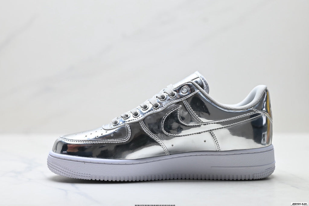 Nike Air Force 1 Low Metallic Silver Unisex Sneakers Style 16