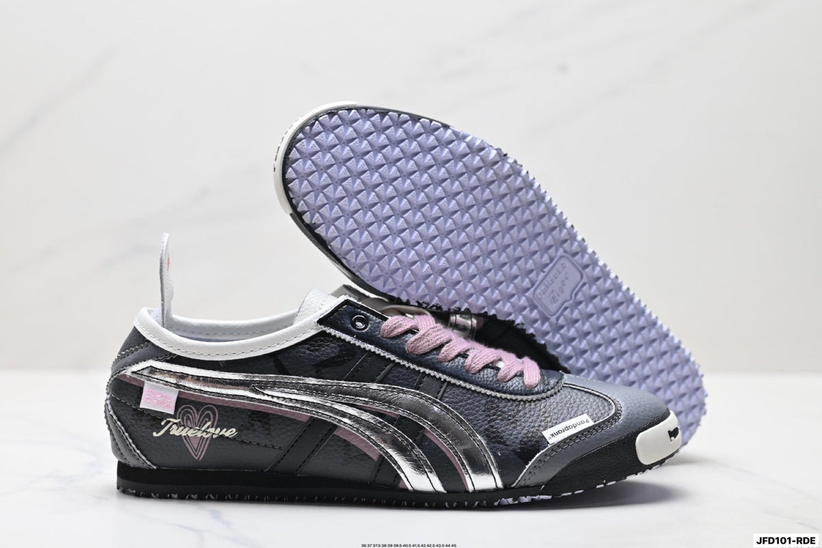 Onitsuka Tiger Retro Low Top Black Pink Silver Unisex Shoes Style 25