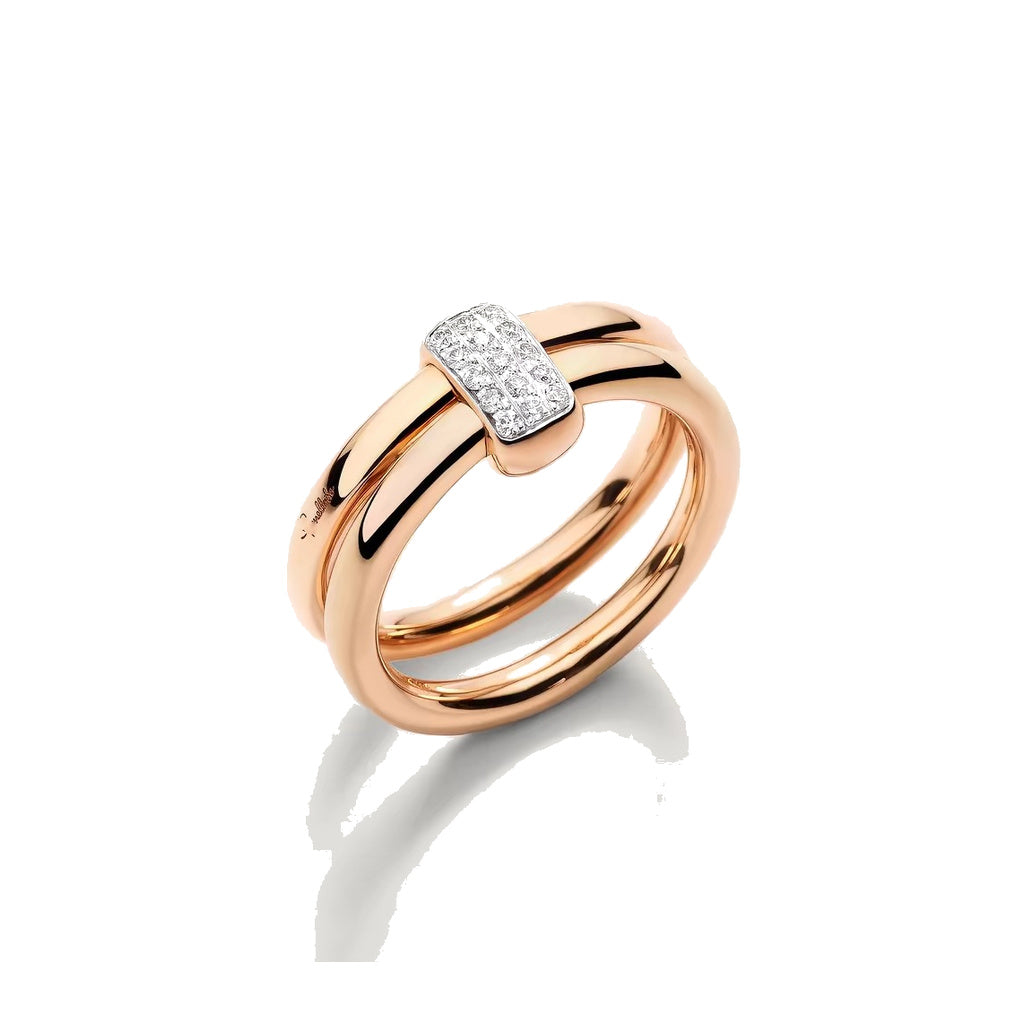 Pomellato Style Pillow Cubic Zirconia 18K Gold-Plated Ring