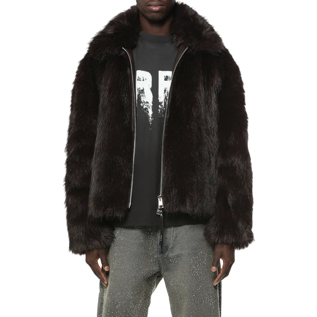 Purple Brand Faux Fur Shawl Jacket