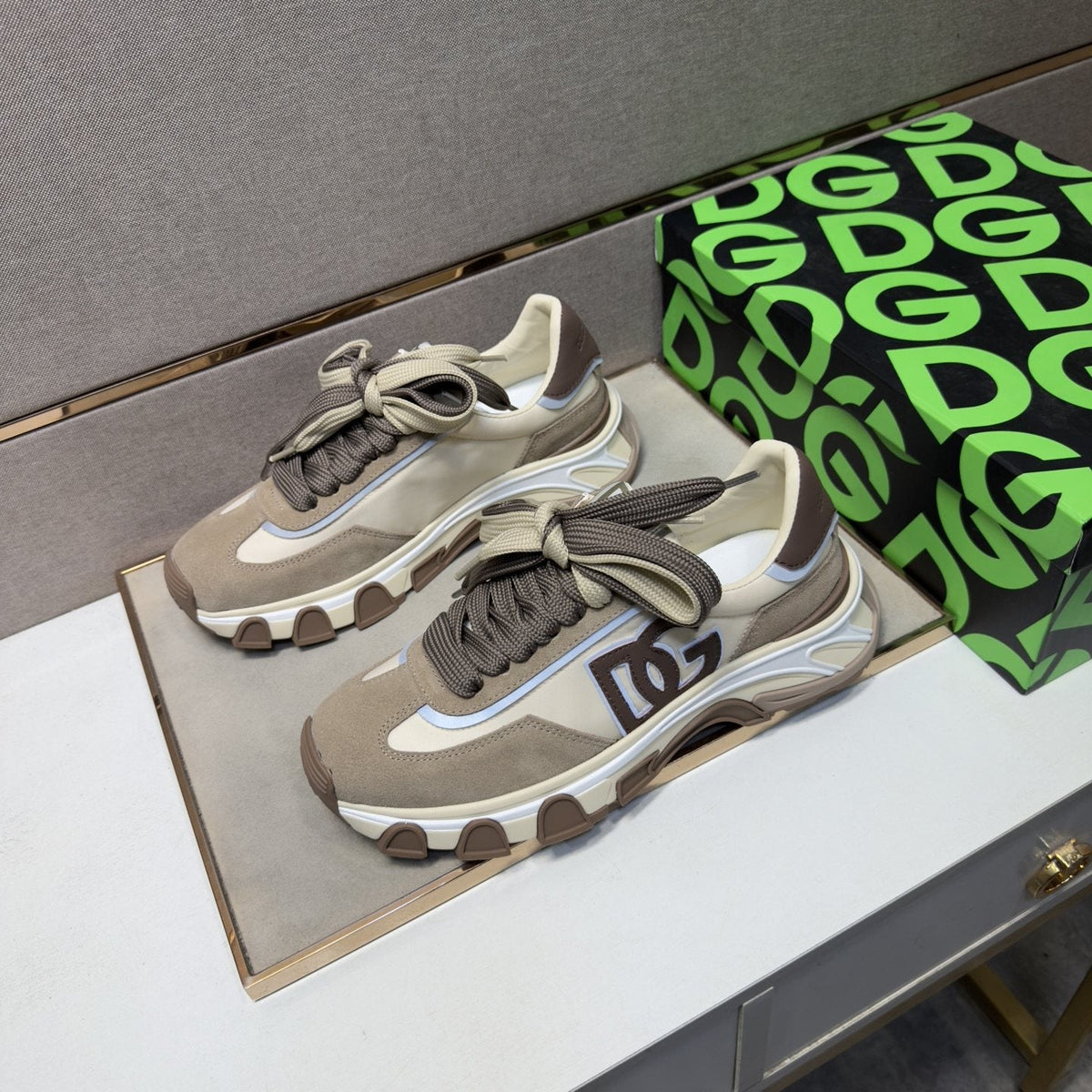 Dolce & Gabbana Taupe Chunky Sole Sneakers