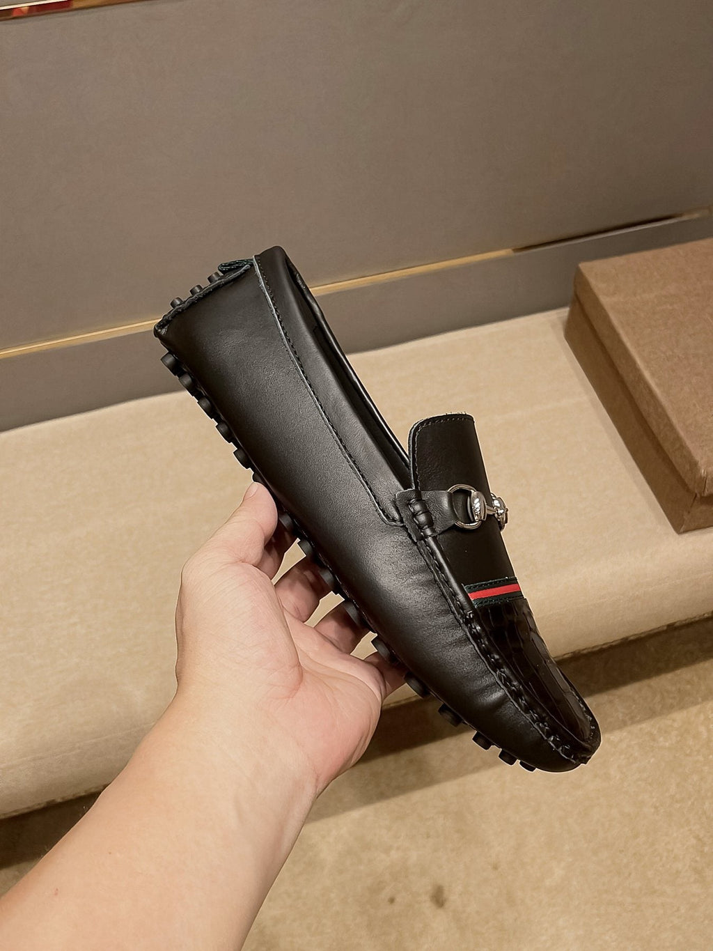 Gucci Men's Black Stripe Bit Loafers