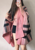 Burberry Pink & Charcoal Plaid Wrap Scarf
