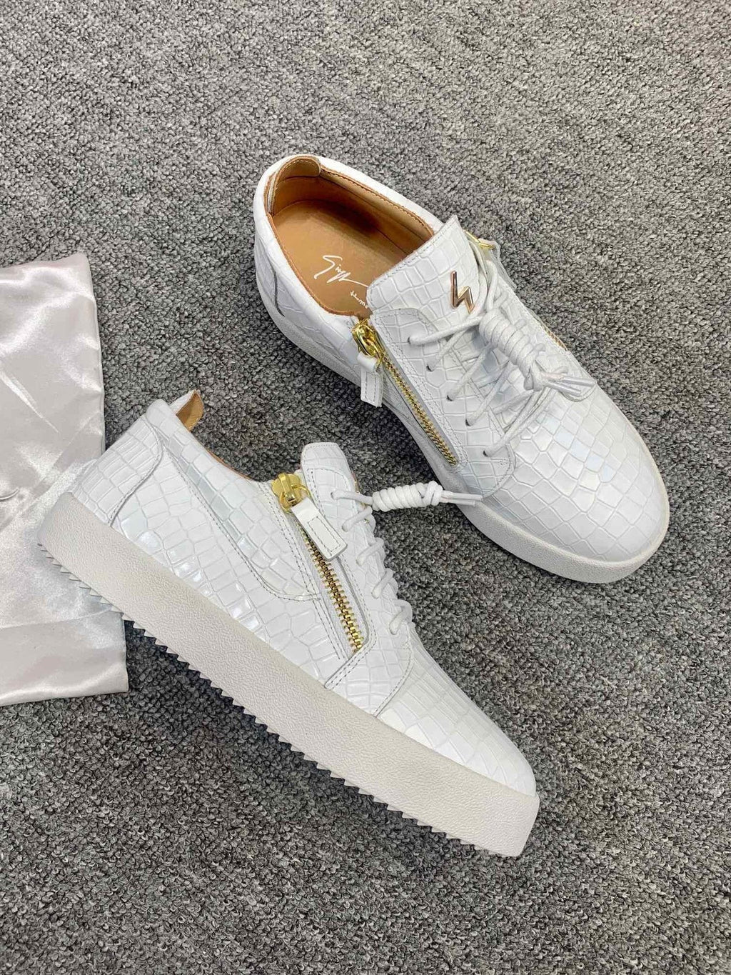 Giuseppe Zanotti White Gold-Accent Sneakers