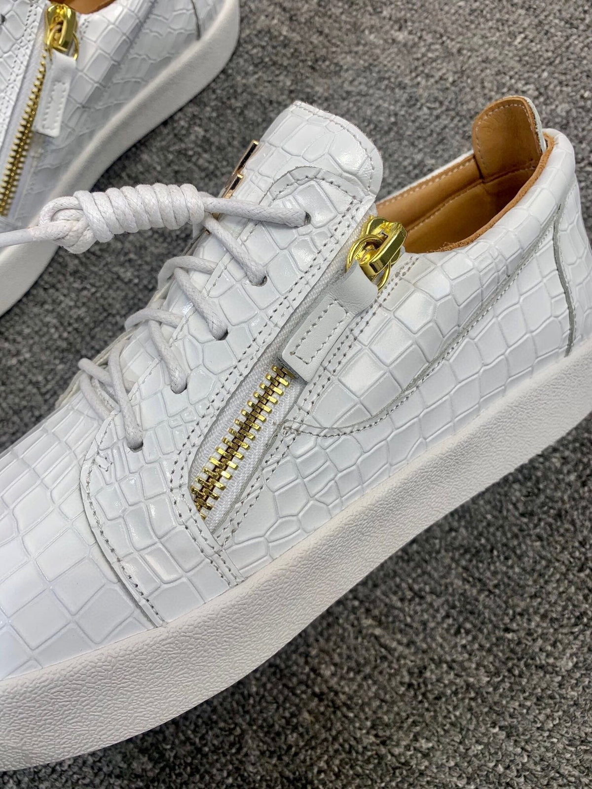 Giuseppe Zanotti White Gold-Accent Sneakers